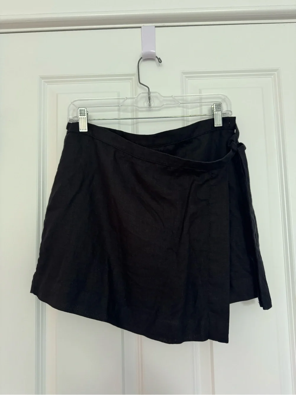 J.Crew Black Linen Wrap Skirt 8 NWOT